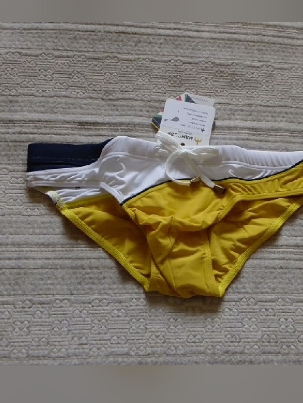 Marcuse Men's Yellow Swim Trunks - Classic Low-Rise Swim Brief